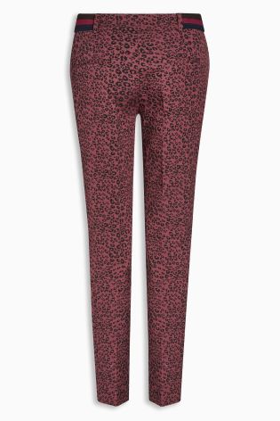 Berry Animal Print Jacquard Trousers